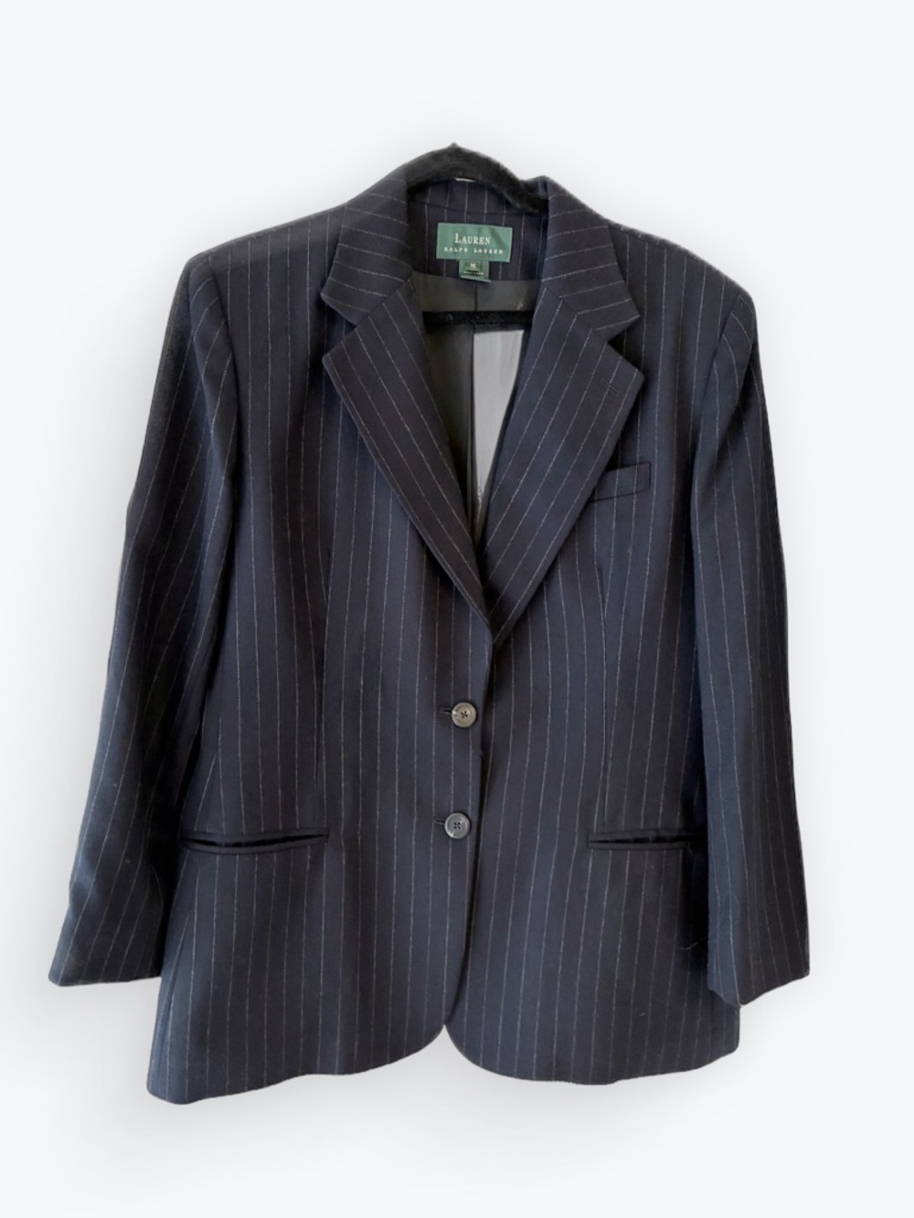 Lauren Ralph Lauren Wool Navy Blue Pinstriped Blazer